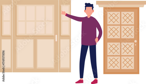 The boy is explaining about window