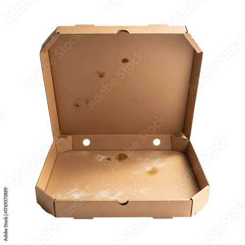 Empty pizza box isolated on transparent background