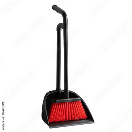 Broom and dustpan set isolated on transparent background
