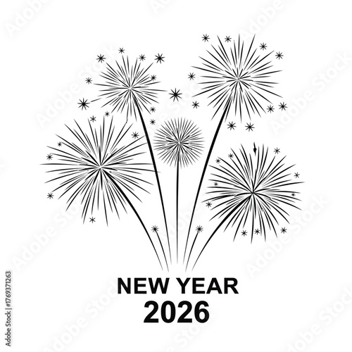 New year 2026 fireworks celebration illustration