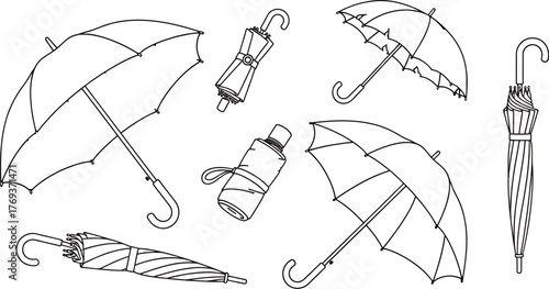 Colorful umbrellas vector art rain protection accessories set
