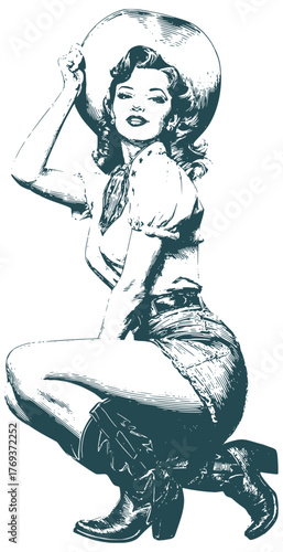 Retro cowgirl pin-up
