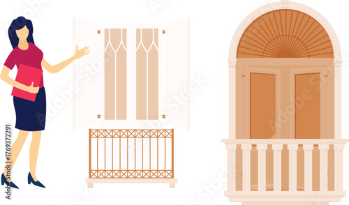 The girl is showing window articals