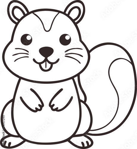 cute cartoon chipmunk outline