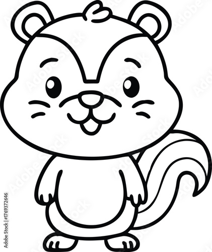 cute cartoon chipmunk outline