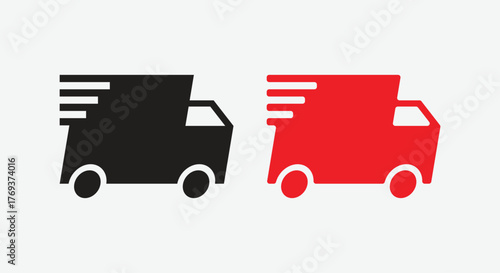 Fast Delivery Truck Icons – Shipping and Logistics Vector Illustration