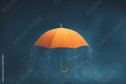 Wallpaper Mural Bright orange umbrella in the rain, symbolizing protection and joy against bad weather. Torontodigital.ca