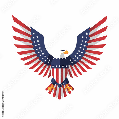 American Bald Eagle with USA Flag Wings Vector