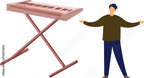 The boy is happy with piano music