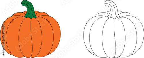 Coloring page and outline of a pumpkin for children s activities