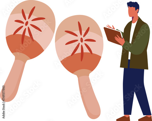 The boy pointed out the maracas music