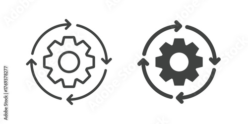 Process Icon. Line and glyph solid icon