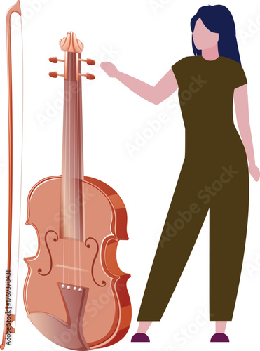 The girl is looking violin