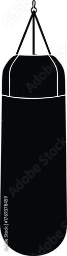 Minimalist flat design silhouette of a punching bag