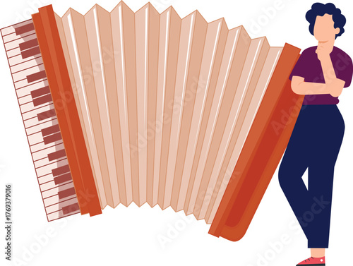 The girl is thinking about accordion.