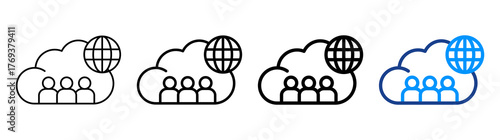 Public Cloud Icon Different Style Outline Collection Set