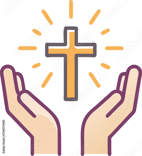 hands with shining holy cross design