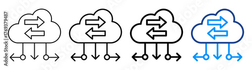 Cloud Traffic Icon Different Style Outline Collection Set
