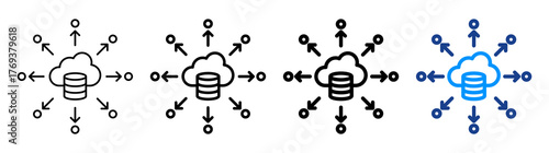 Cloud Data Distribution Icon Different Style Outline Collection Set