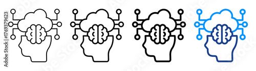 Intelligent Cloud Icon Different Style Outline Collection Set