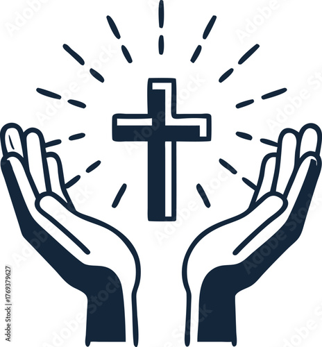 hands with shining holy cross design