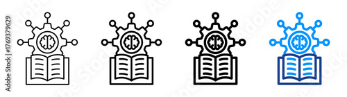 Machine Learning Icon Different Style Outline Collection Set