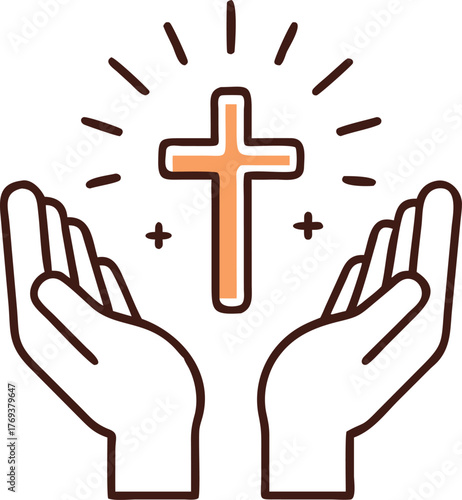 hands with shining holy cross design