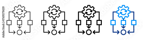 Parallel Processing Icon Different Style Outline Collection Set