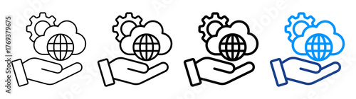 Cloud Service Icon Different Style Outline Collection Set
