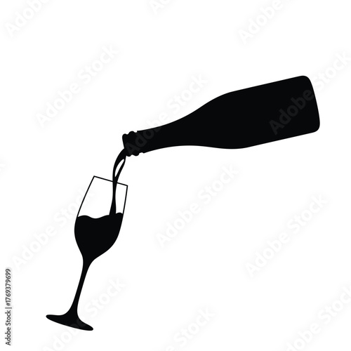 Silhouette of wine being poured from a bottle into a glass