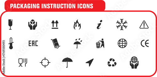 Collection of Packaging Instructions icons - Shipping Instructions icons - Delivery Instructions Icons - Warehouse -8.eps
