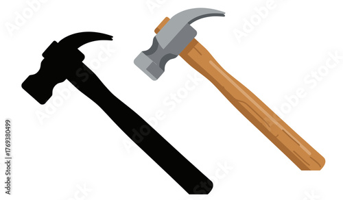 A hammer is shown in both its actual form and as a silhouette.