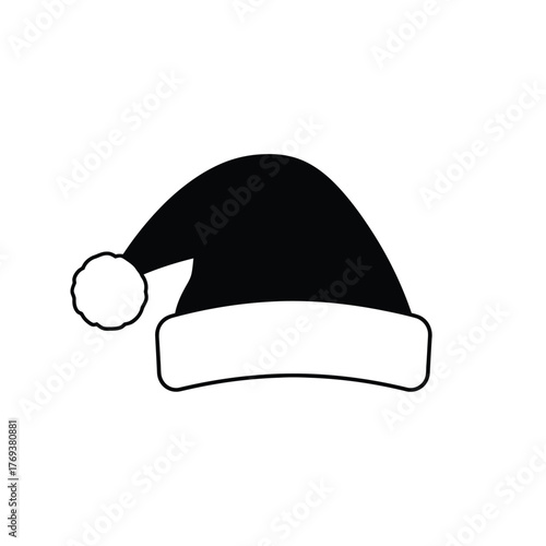 Simple black and white santa hat icon