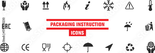 Collection of Packaging Instructions icons - Shipping Instructions icons - Delivery Instructions Icons - Warehouse -11.eps