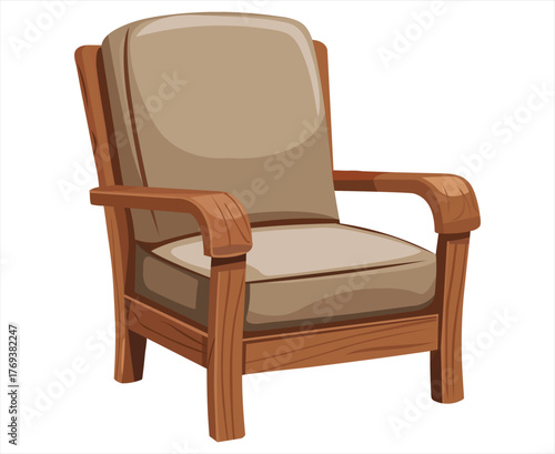A classic wooden armchair with a cushioned seat and backrest design