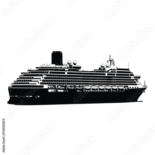 Striking silhouette of a large cruise ship at sea