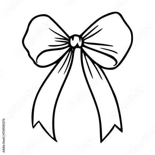 classic ribbon bow line art icon - gift wrapping outline graphic