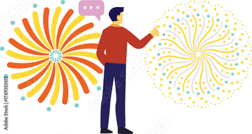 The boy is talking about confetti firecracker