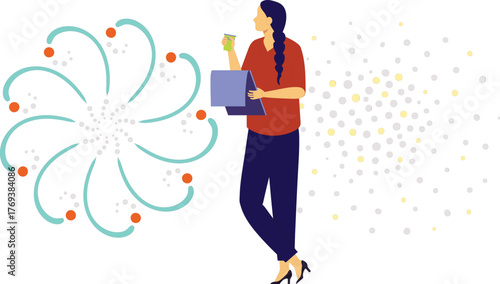 The girl is point down party papper