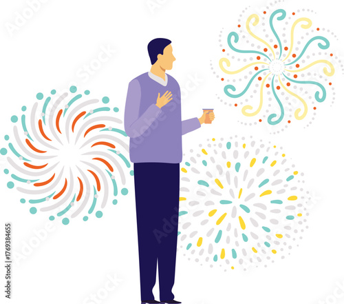 The man is enjoying drink.