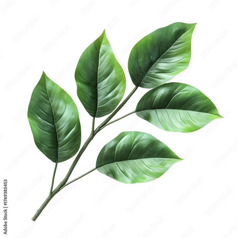 Obraz premium Vibrant Green Tropical Plant Branch with Lush Leaves