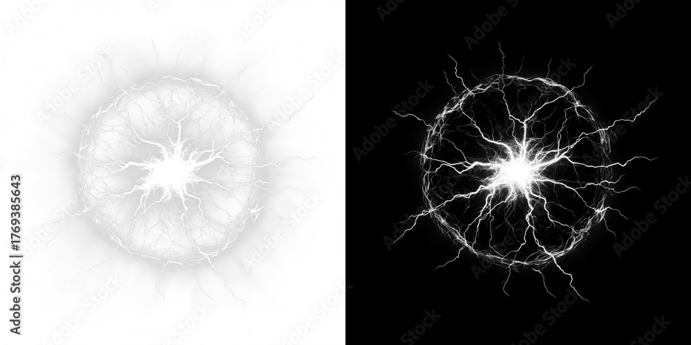 Naklejka premium Electric spear with layered tendrils on a transparent background — intense Overlay for power motifs. Precise PNG holds micro filaments; compact PNG streamlines work.