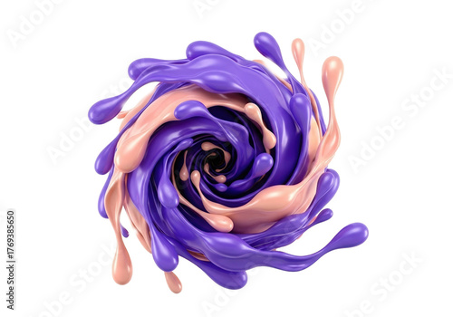 Swirling Purple and Peach Liquid Splash with Glossy Finish.
