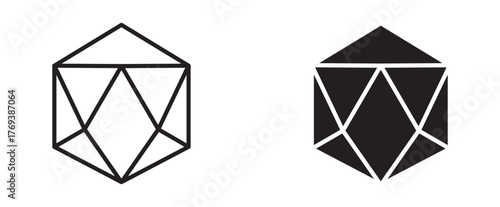 Dice d20 icon , vector illustration .