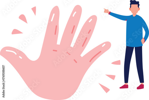 The boy is showing touch sense