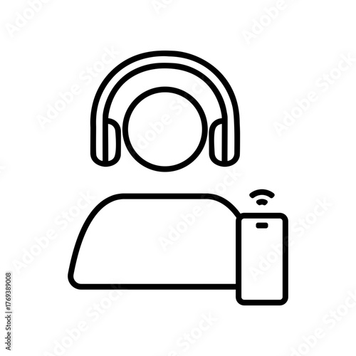 Bluetooth earphone icon, outlined style
