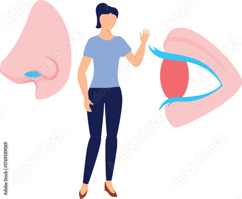 The girl is explain about human eye