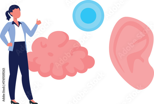 The girl is pointing human brain.