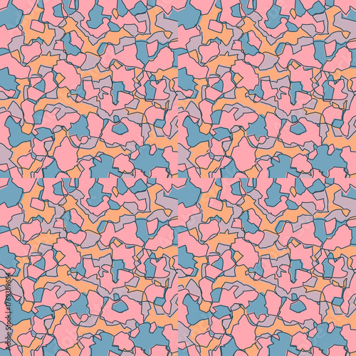 Seamless Camouflage Pattern in Pink Blue abstract background. Modern clothing style masking camo repeat print. Wavy shapes. Graphic design vector illustration for Fashion Textile Cover Banner Clothing