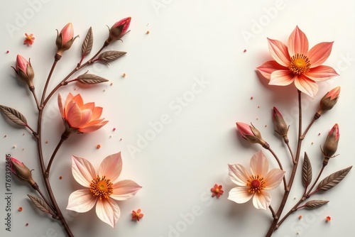 Dried floral elements, muted palette Abstract shapes, delicate lines , decor, design